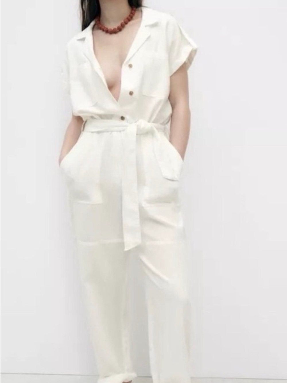 Zara Women’s Utility Jumpsuit with Tie Waist - Picture 2 of 8